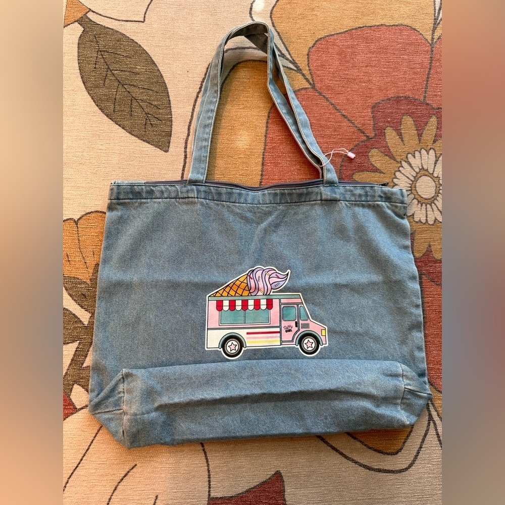 Summer fun-ice cream truck, unicorn float, and rainbow jean zippered tote bag. - Picture 3 of 6